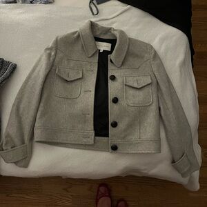 Veronica Beard Gray Wool Blend Jacket with Black Buttons